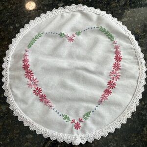 Embroidered Floral Lace Doily
